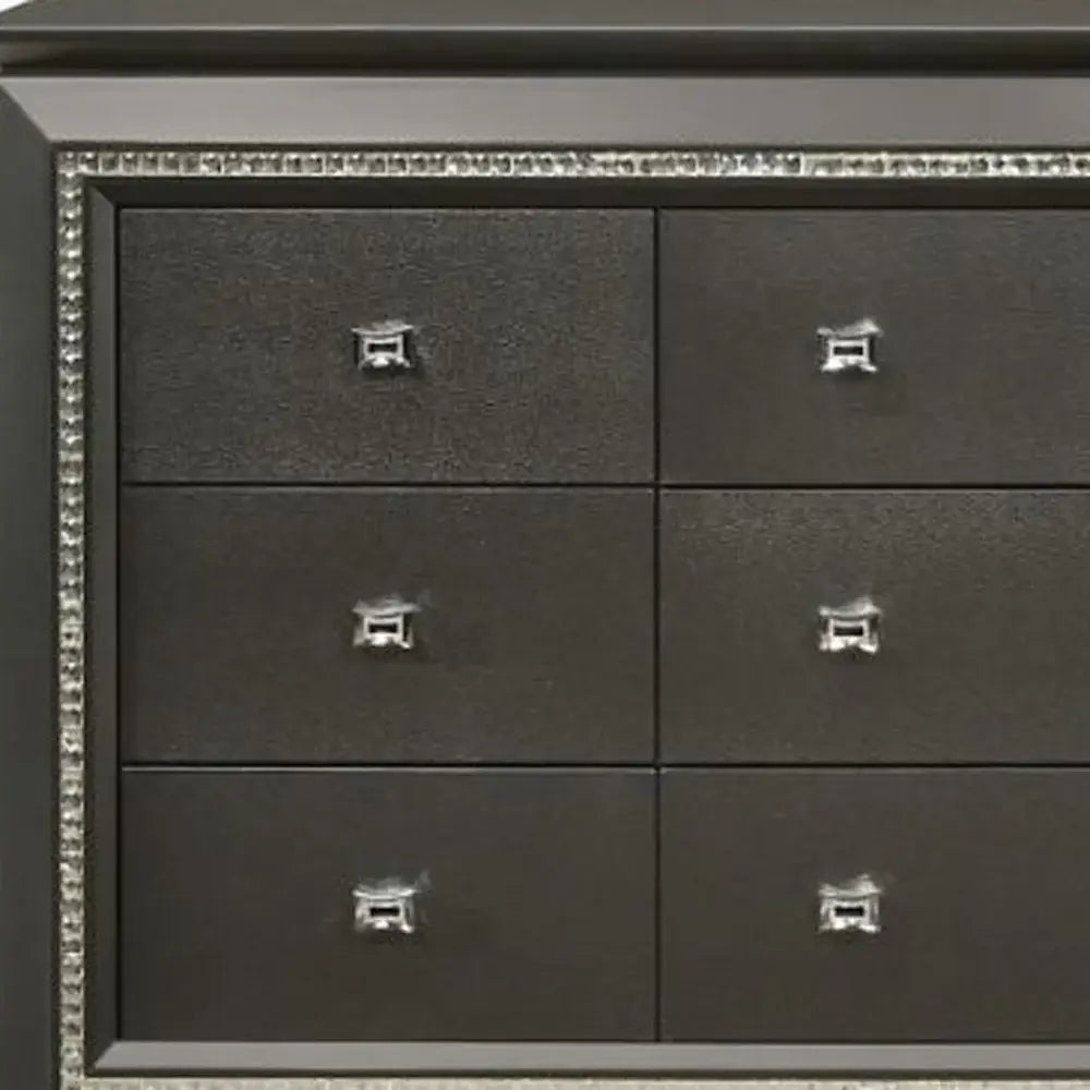 66" Gray Solid and Manufactured Wood Nine Drawer Triple Dresser - Homeroots - Flyclothing LLC