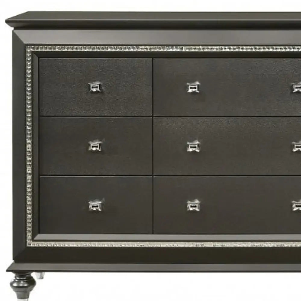 66" Gray Solid and Manufactured Wood Nine Drawer Triple Dresser - Homeroots - Flyclothing LLC