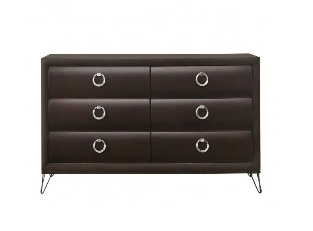 63" Merlot Solid and Manufactured Wood Six Drawer Double Dresser - Homeroots - Flyclothing LLC