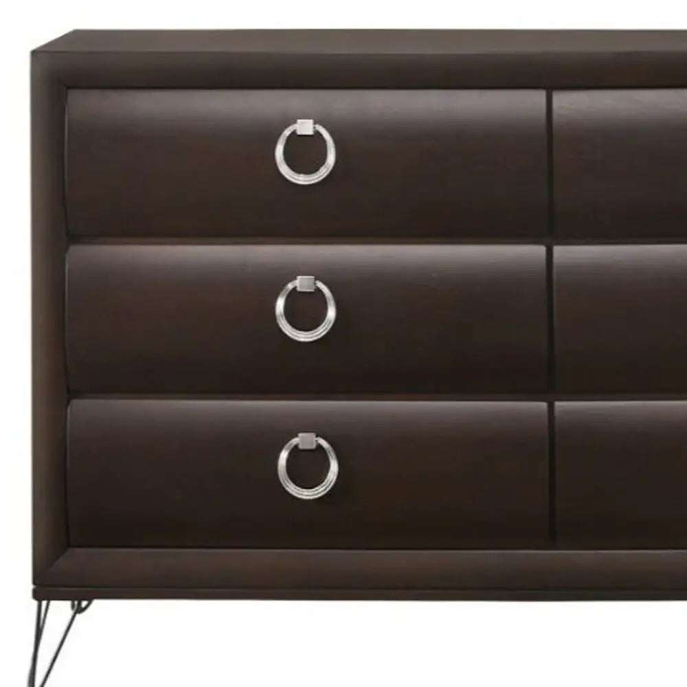 63" Merlot Solid and Manufactured Wood Six Drawer Double Dresser - Homeroots - Flyclothing LLC