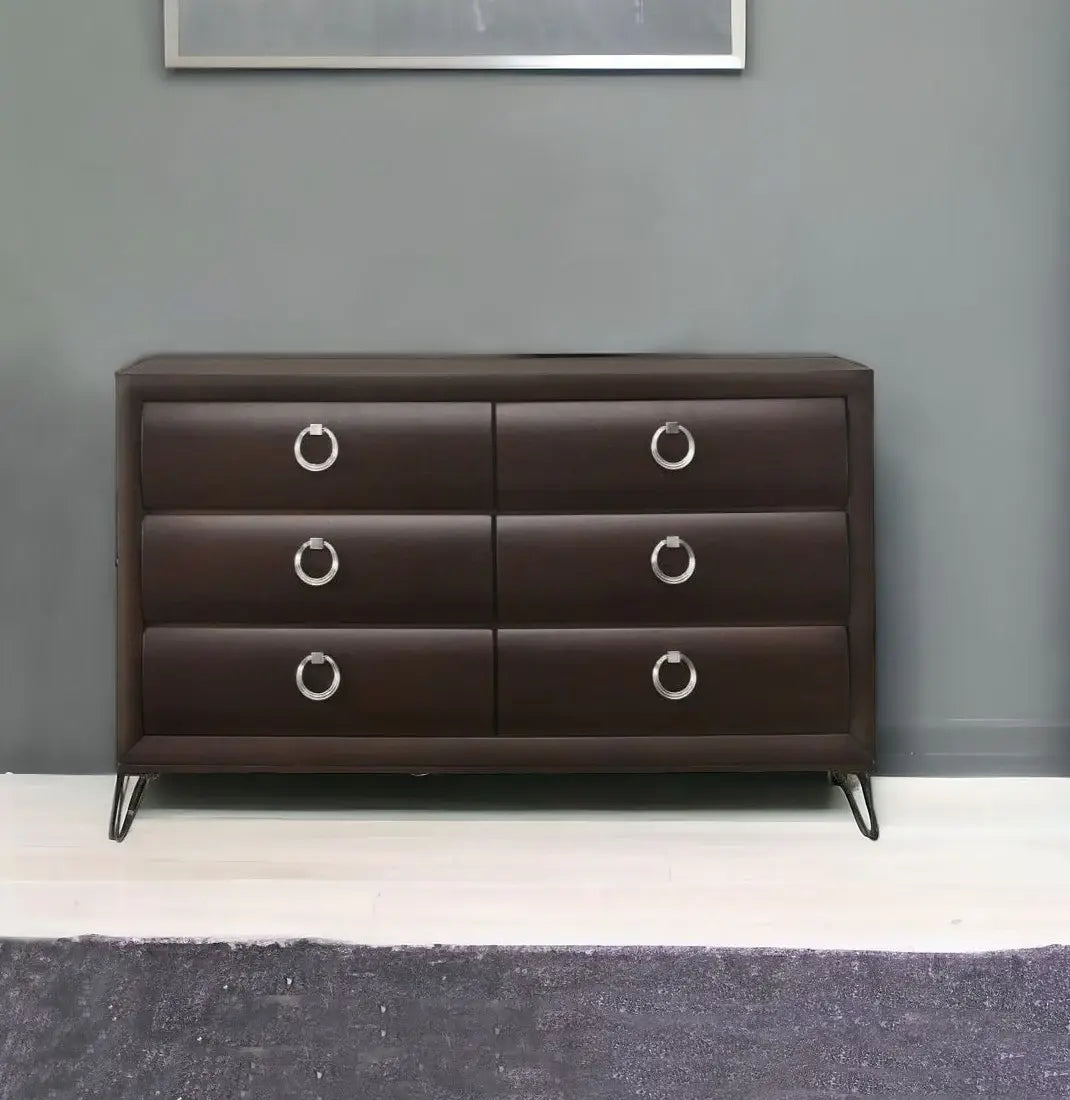 63" Merlot Solid and Manufactured Wood Six Drawer Double Dresser - Homeroots - Flyclothing LLC