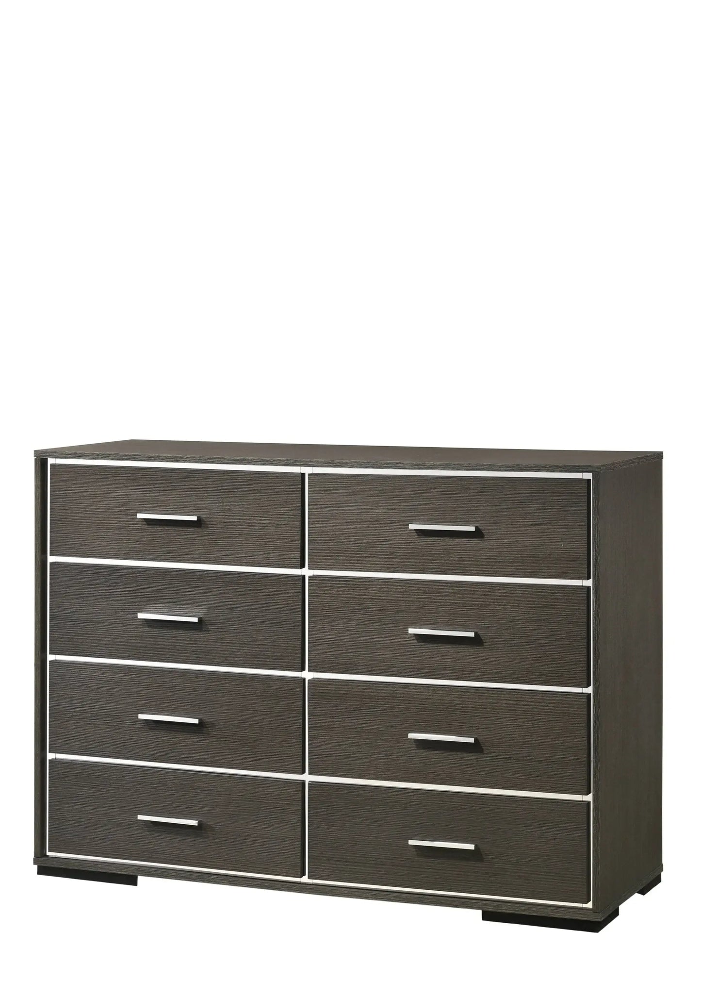 57" Gray Solid and Manufactured Wood Eight Drawer Double Dresser - Homeroots - Flyclothing LLC