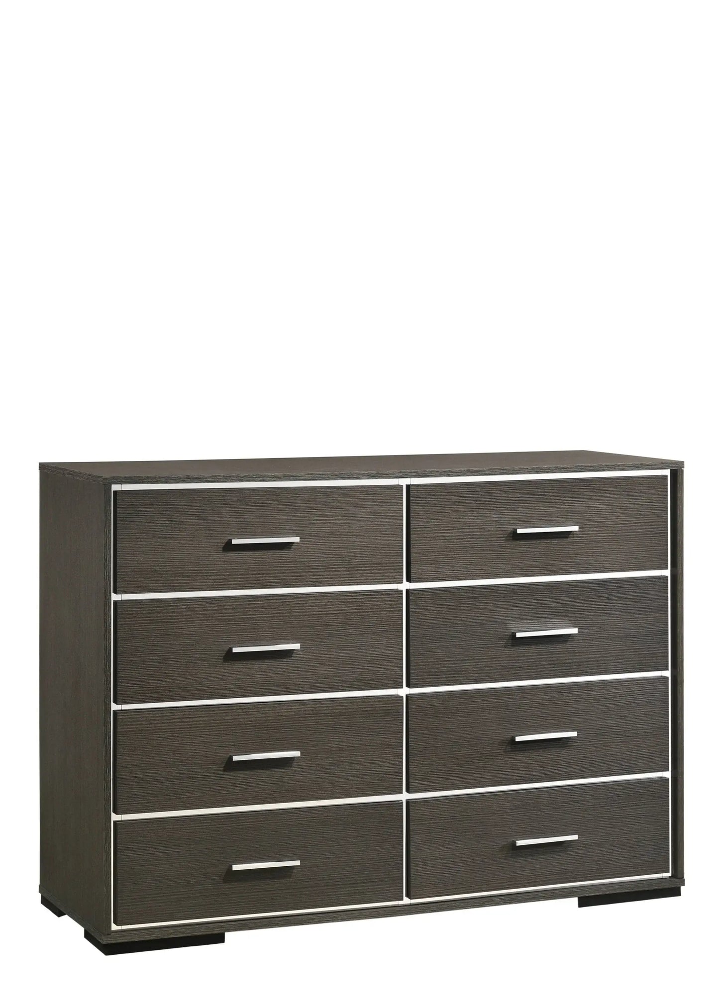 57" Gray Solid and Manufactured Wood Eight Drawer Double Dresser - Homeroots - Flyclothing LLC