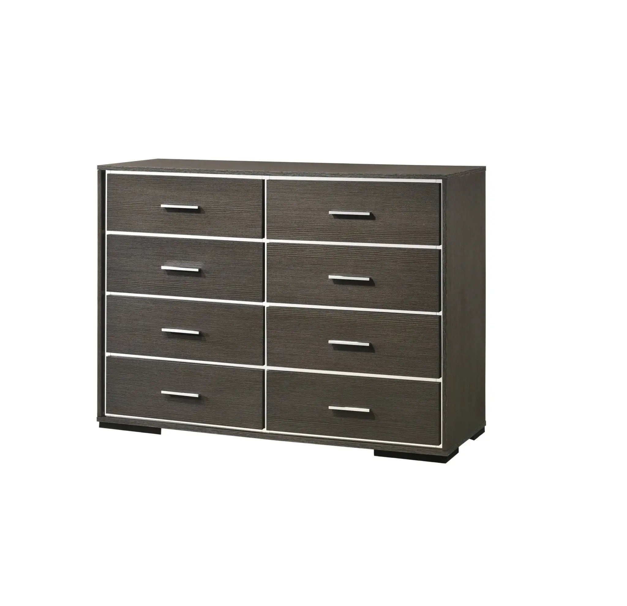 57" Gray Solid and Manufactured Wood Eight Drawer Double Dresser - Homeroots - Flyclothing LLC