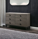 61" Gray Solid and Manufactured Wood Six Drawer Double Dresser - Homeroots - Flyclothing LLC