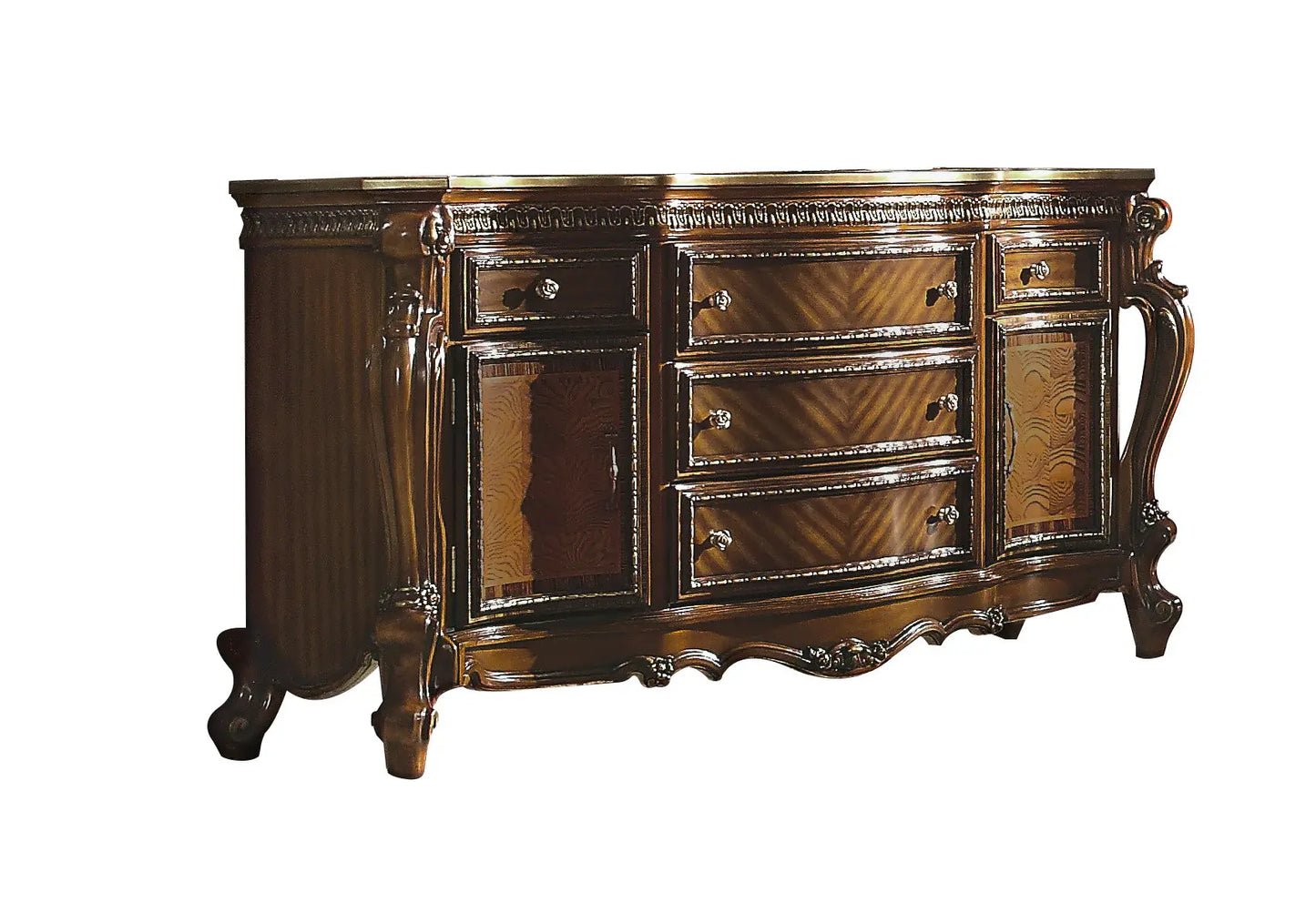 69" Brown Solid and Manufactured Wood Five Drawer Triple Dresser - Homeroots - Flyclothing LLC