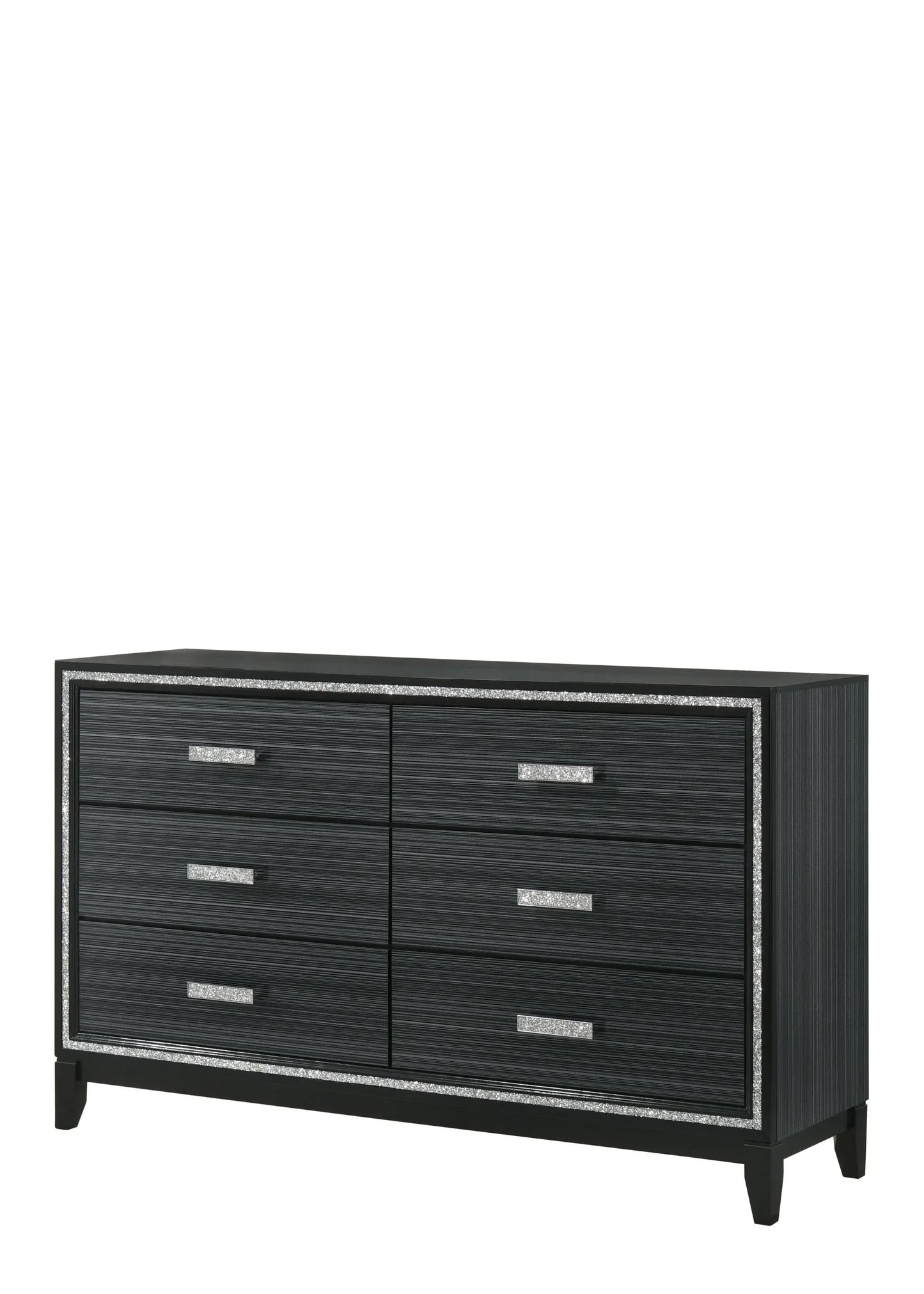 63" Black Solid and Manufactured Wood Six Drawer Double Dresser - Homeroots - Flyclothing LLC