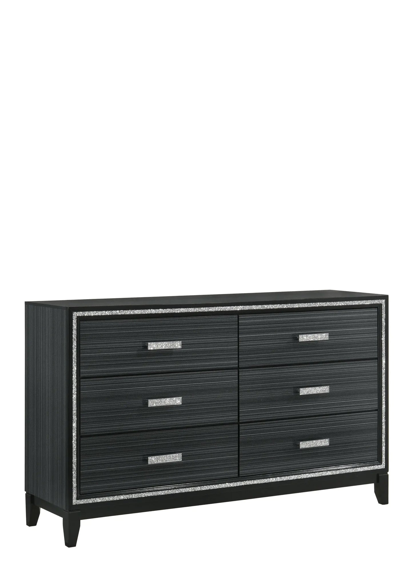 63" Black Solid and Manufactured Wood Six Drawer Double Dresser - Homeroots - Flyclothing LLC