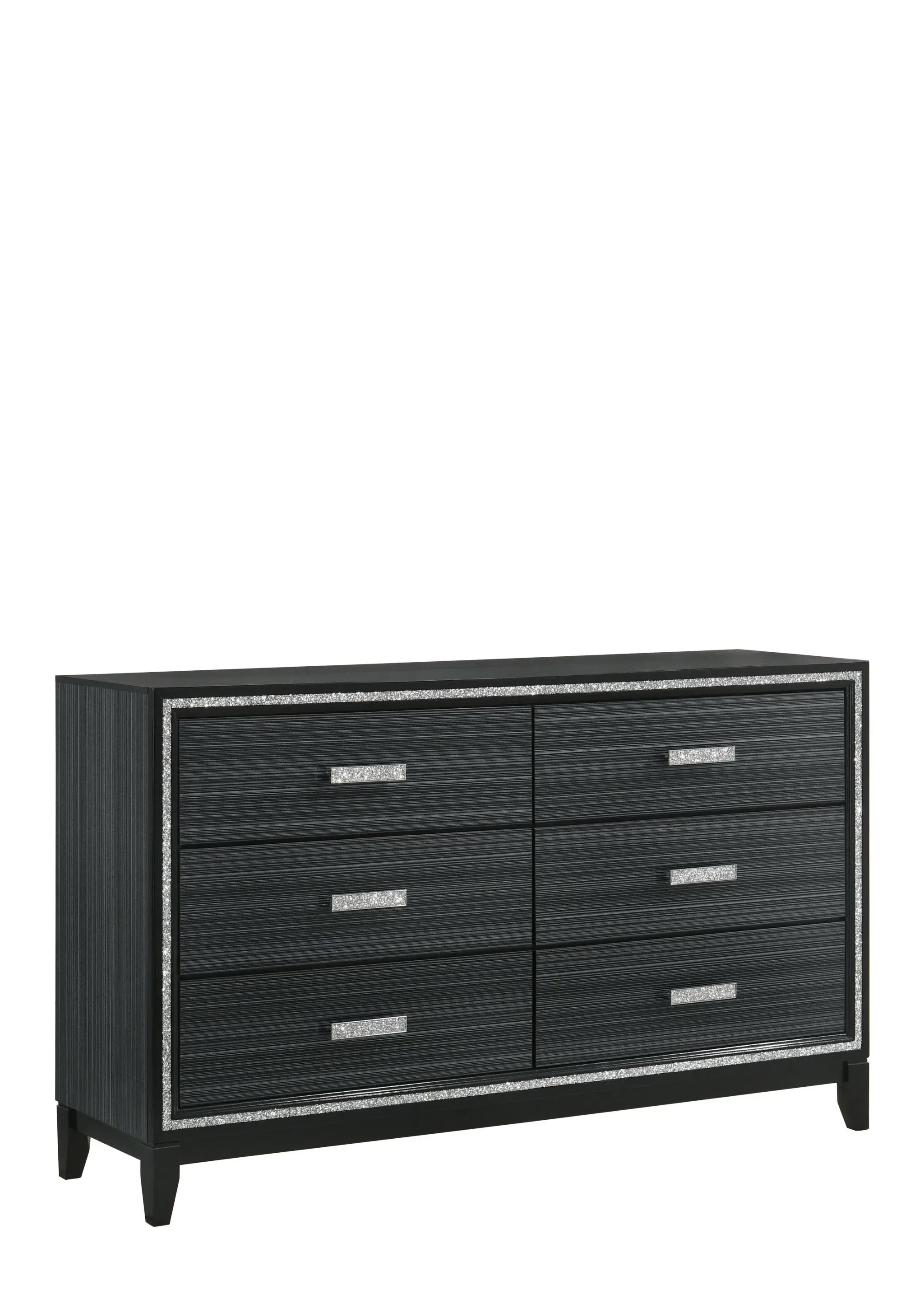 63" Black Solid and Manufactured Wood Six Drawer Double Dresser - Homeroots - Flyclothing LLC
