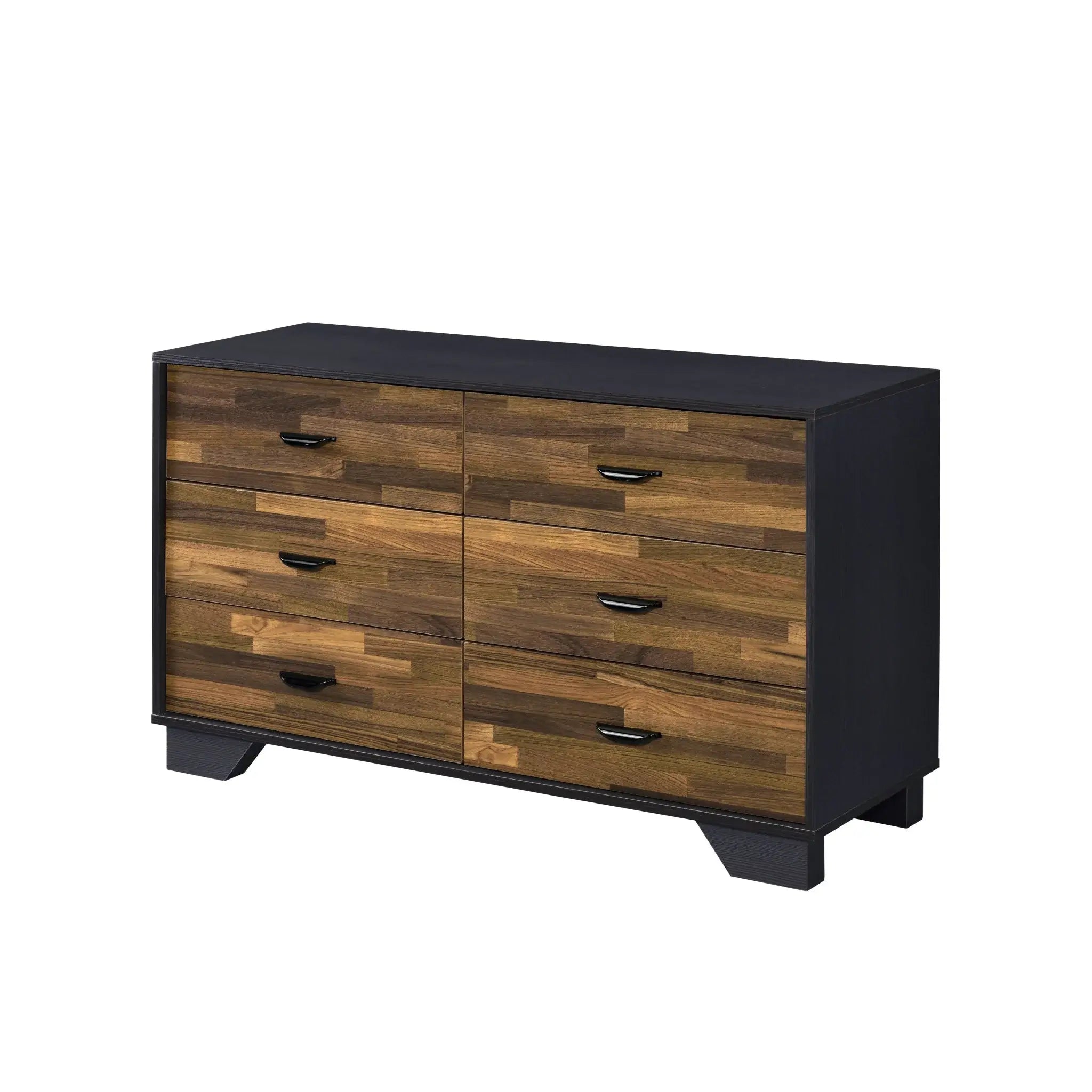 47" Walnut Black And Finish Manufactured Wood Six Drawer Double Dresser - Homeroots - Flyclothing LLC