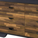 47" Walnut Black And Finish Manufactured Wood Six Drawer Double Dresser - Homeroots - Flyclothing LLC