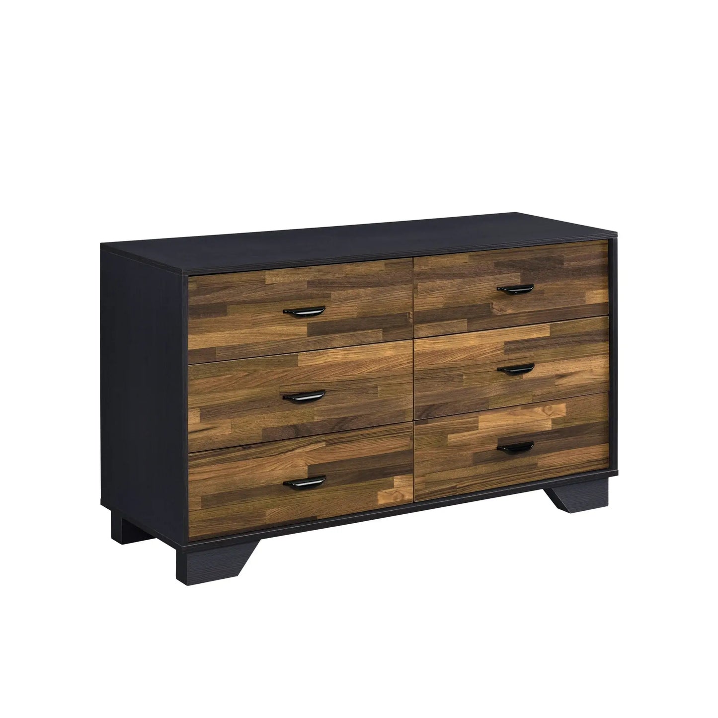 47" Walnut Black And Finish Manufactured Wood Six Drawer Double Dresser - Homeroots - Flyclothing LLC