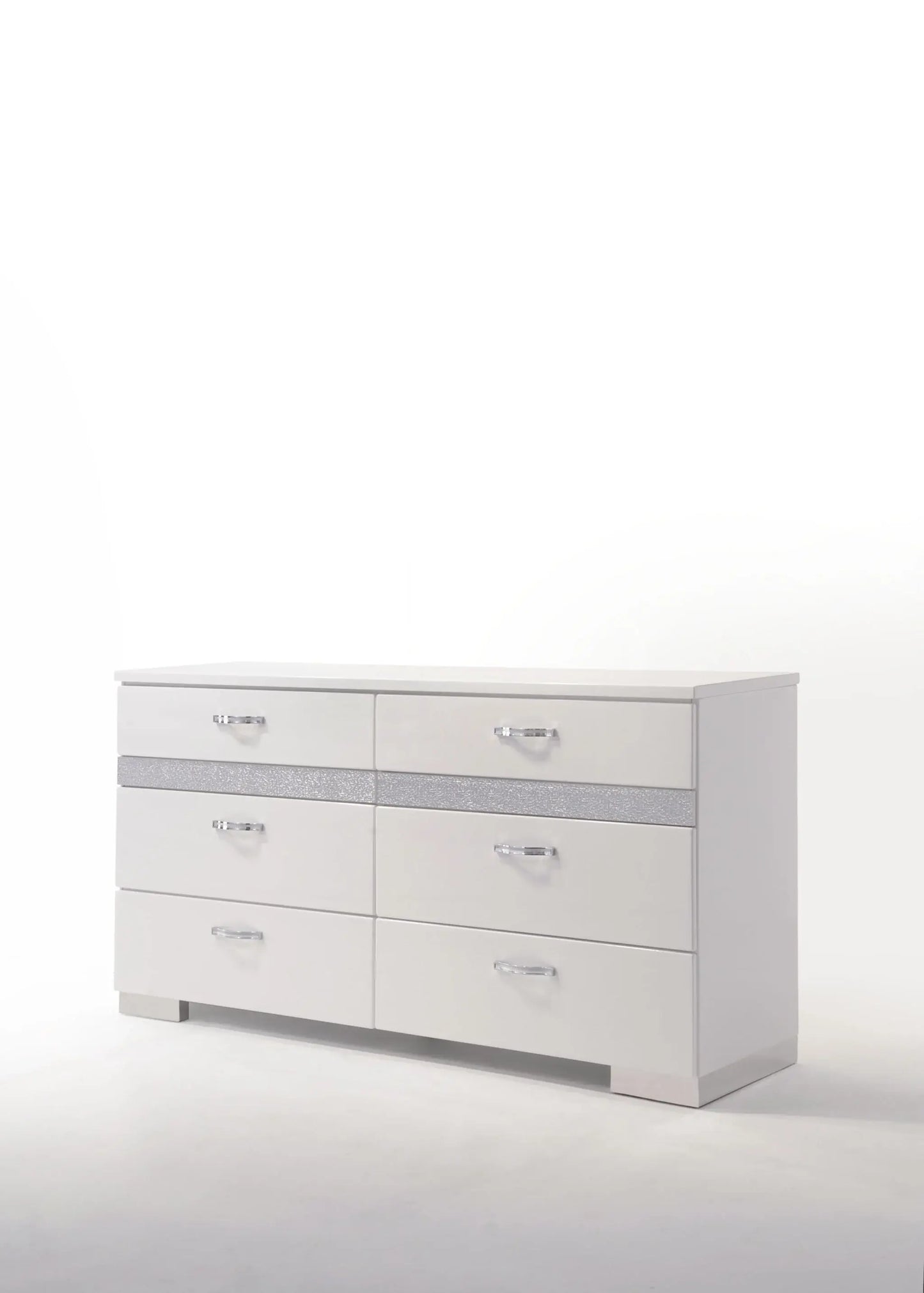 63" White High Gloss Manufactured Wood Eight Drawer Double Dresser - Homeroots - Flyclothing LLC