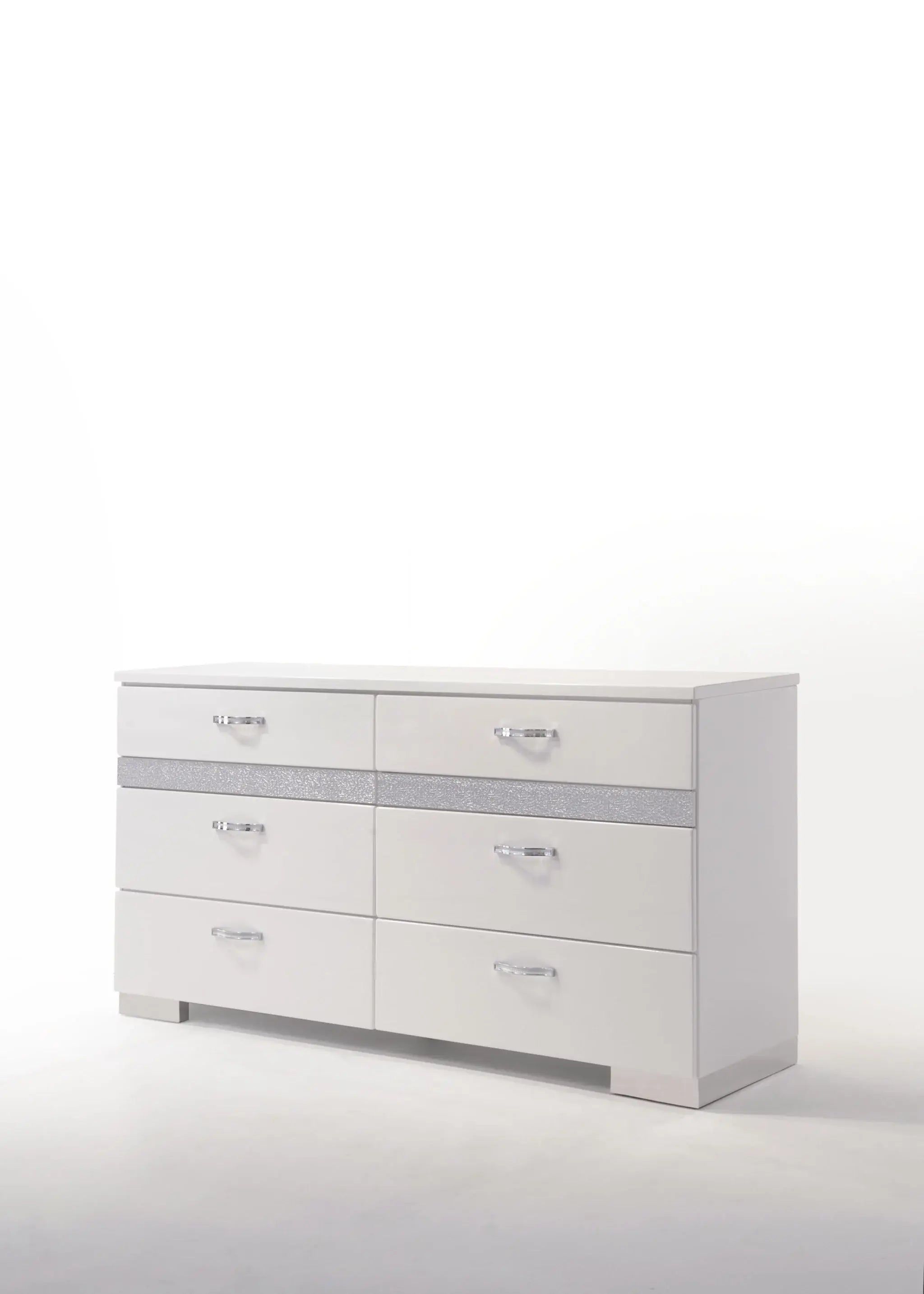 63" White High Gloss Manufactured Wood Eight Drawer Double Dresser - Homeroots - Flyclothing LLC