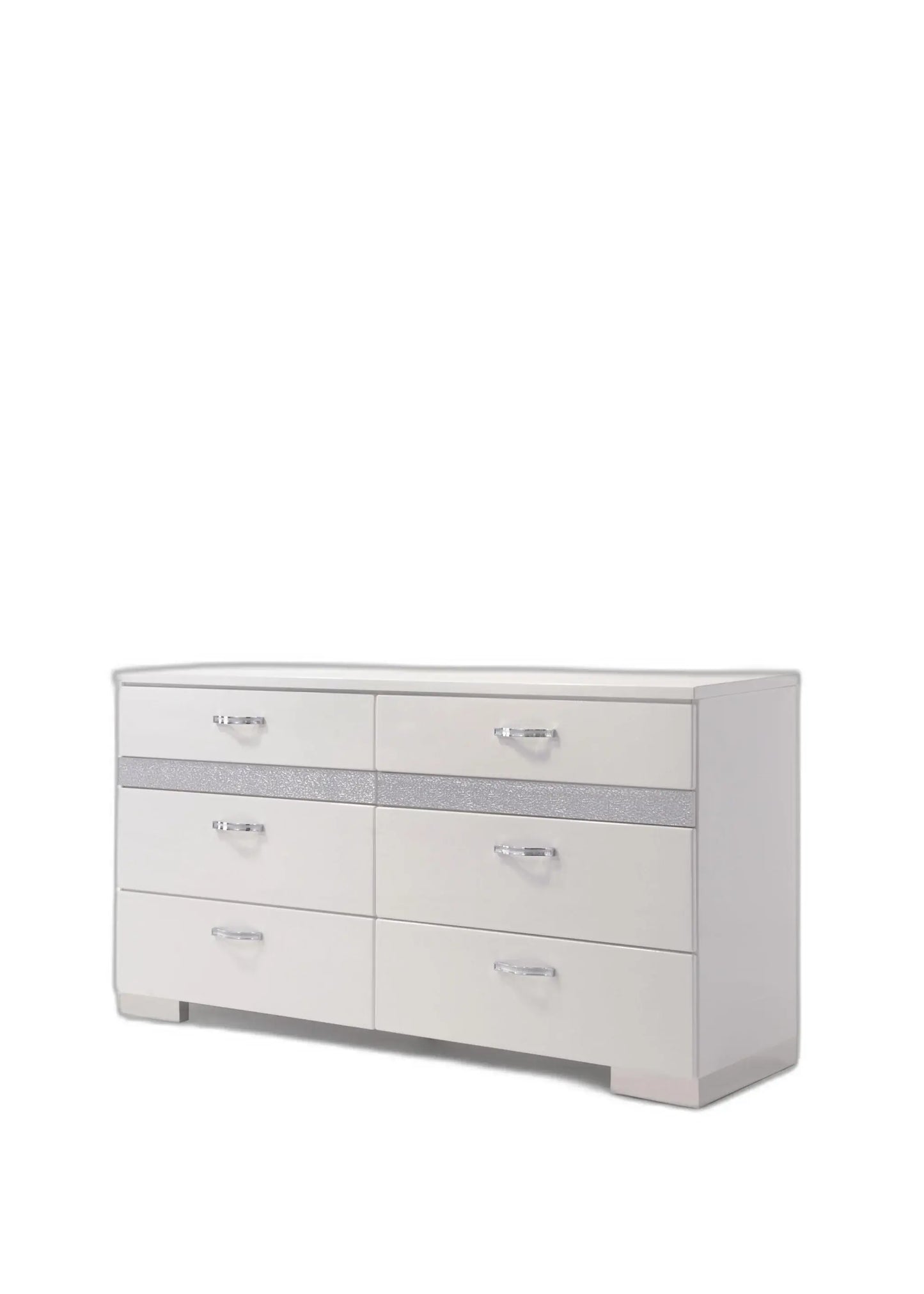 63" White High Gloss Manufactured Wood Eight Drawer Double Dresser - Homeroots - Flyclothing LLC