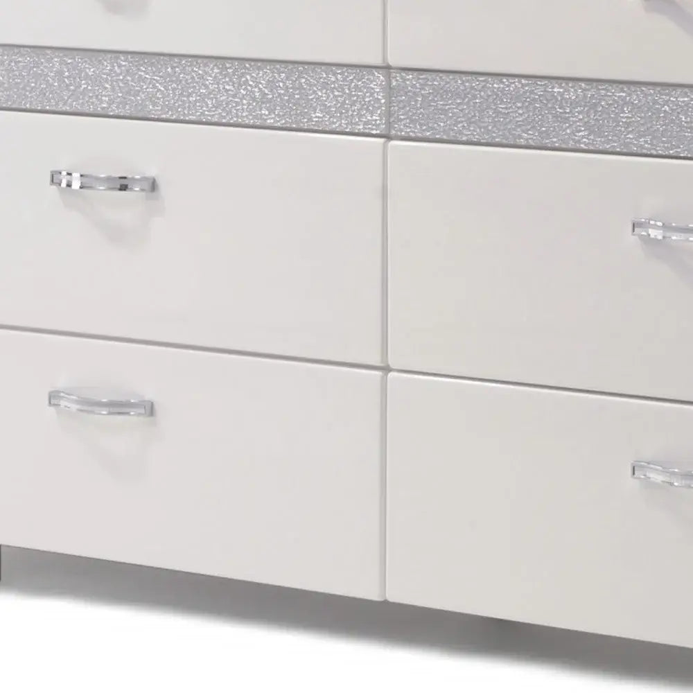 63" White High Gloss Manufactured Wood Eight Drawer Double Dresser - Homeroots - Flyclothing LLC