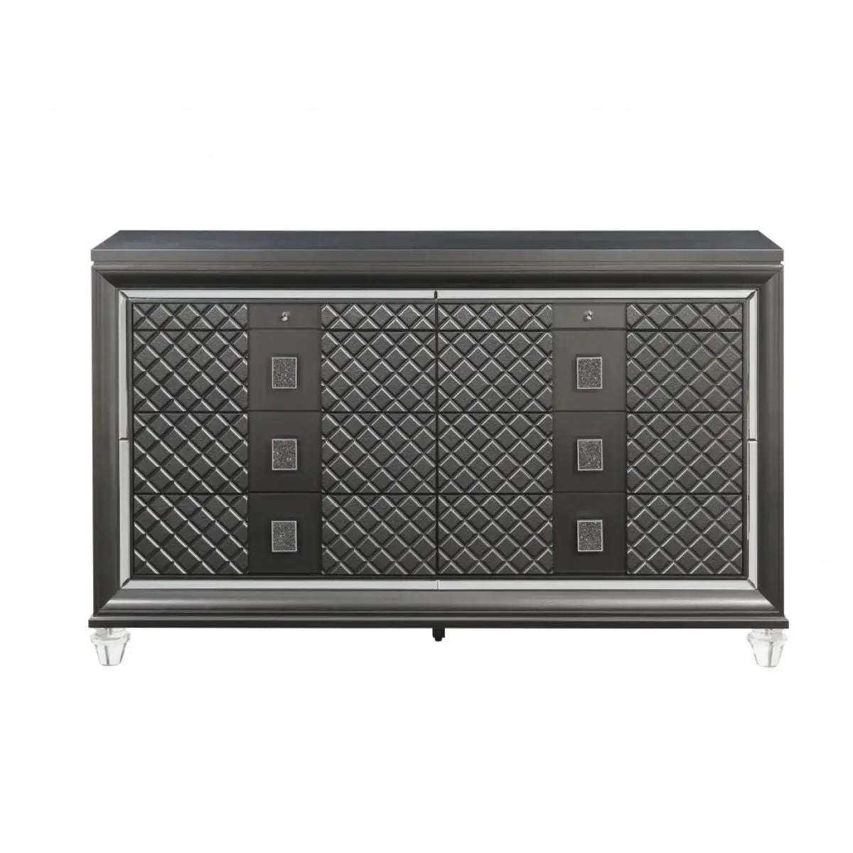 65" Gray Solid and Manufactured Wood Eight Drawer Double Dresser - Homeroots - Flyclothing LLC