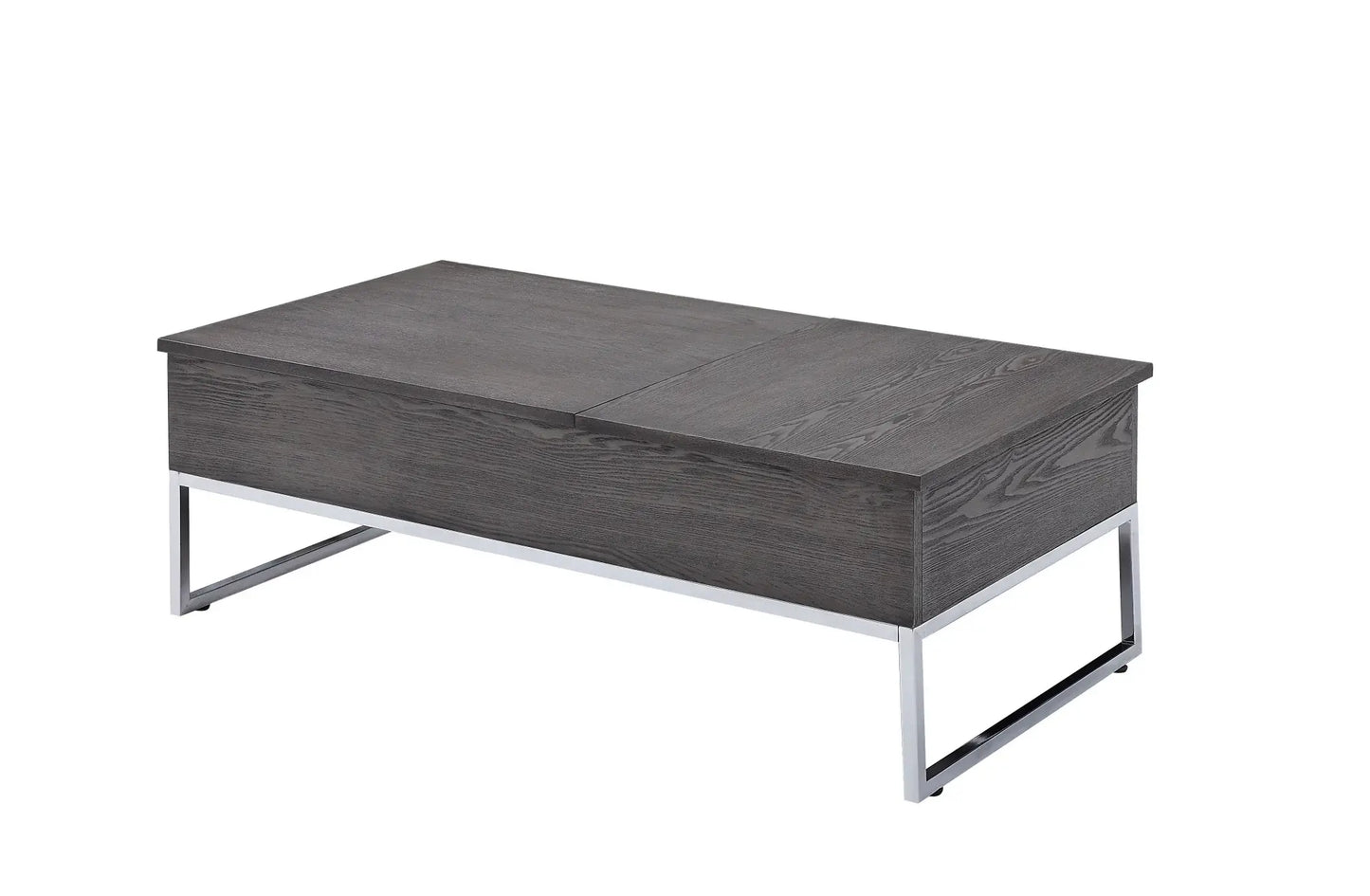 47" Chrome And Gray Oak Rectangular Lift Top Coffee Table - Homeroots - Flyclothing LLC