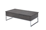 47" Chrome And Gray Oak Rectangular Lift Top Coffee Table - Homeroots - Flyclothing LLC