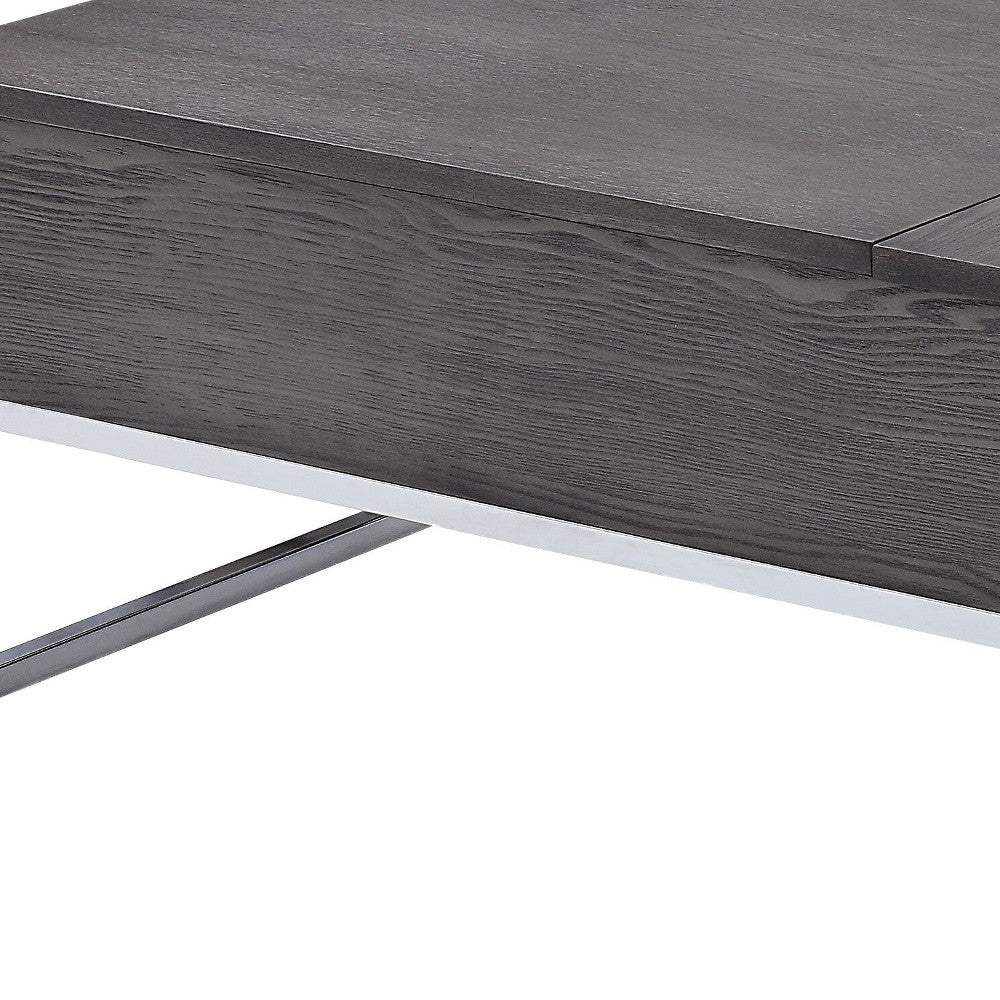 47" Chrome And Gray Oak Rectangular Lift Top Coffee Table - Homeroots - Flyclothing LLC