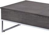 47" Chrome And Gray Oak Rectangular Lift Top Coffee Table - Homeroots - Flyclothing LLC