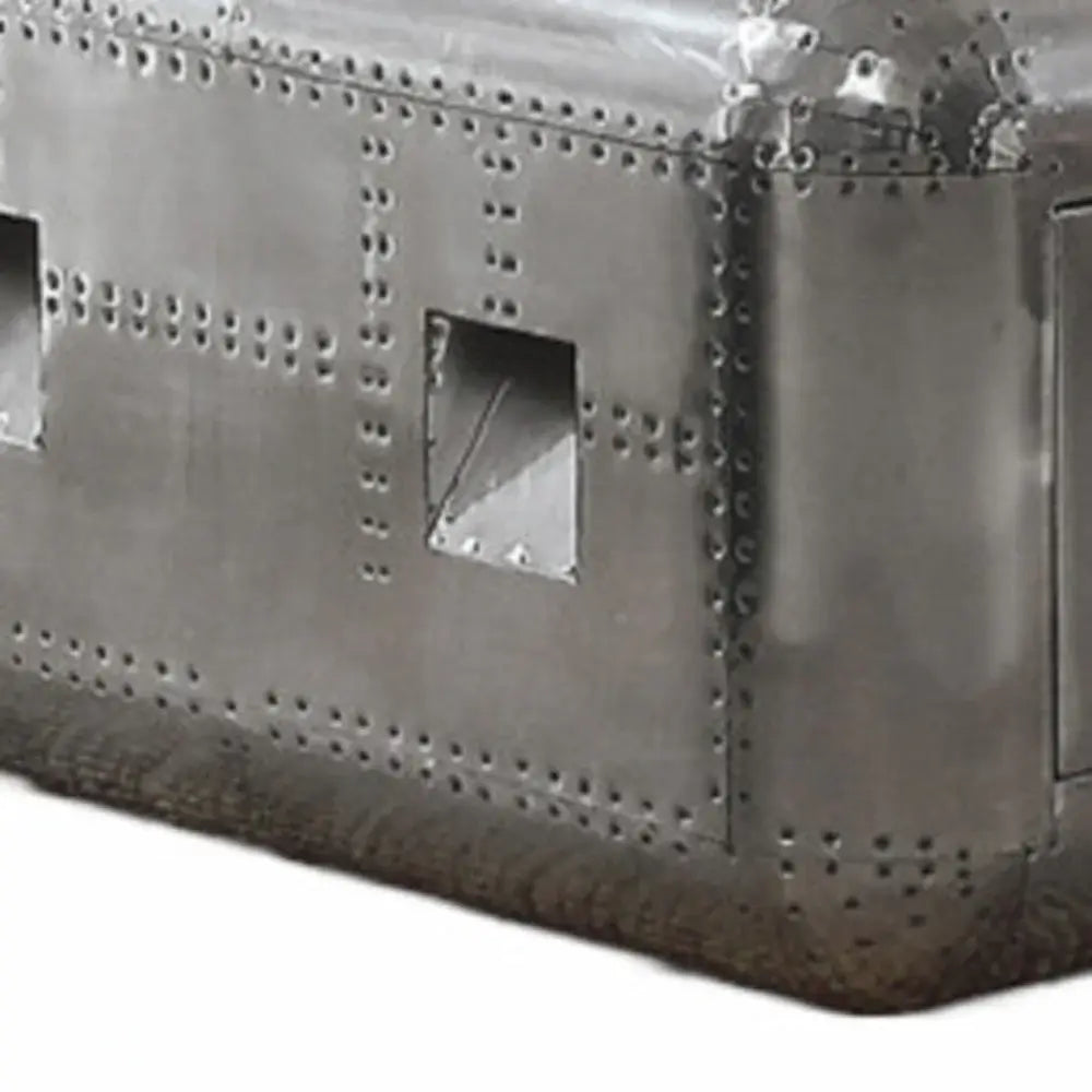 52" Silver Aluminum Coffee Table With Drawer - Homeroots - Flyclothing LLC