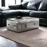 52" Silver Aluminum Coffee Table With Drawer - Homeroots - Flyclothing LLC