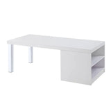 47" Chrome And White Rectangular Coffee Table With Shelf - Homeroots - Flyclothing LLC