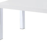 47" Chrome And White Rectangular Coffee Table With Shelf - Homeroots - Flyclothing LLC