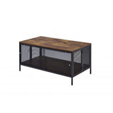 41" Black And Antique Oak Rectangular Coffee Table With Shelf - Homeroots - Flyclothing LLC