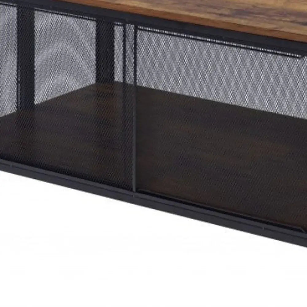 41" Black And Antique Oak Rectangular Coffee Table With Shelf - Homeroots - Flyclothing LLC