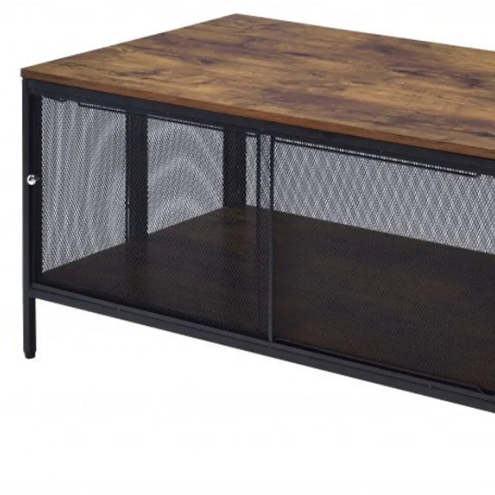 41" Black And Antique Oak Rectangular Coffee Table With Shelf - Homeroots - Flyclothing LLC