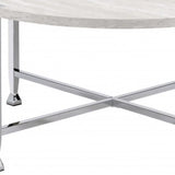 36" Chrome And White Oak Round Coffee Table - Homeroots - Flyclothing LLC
