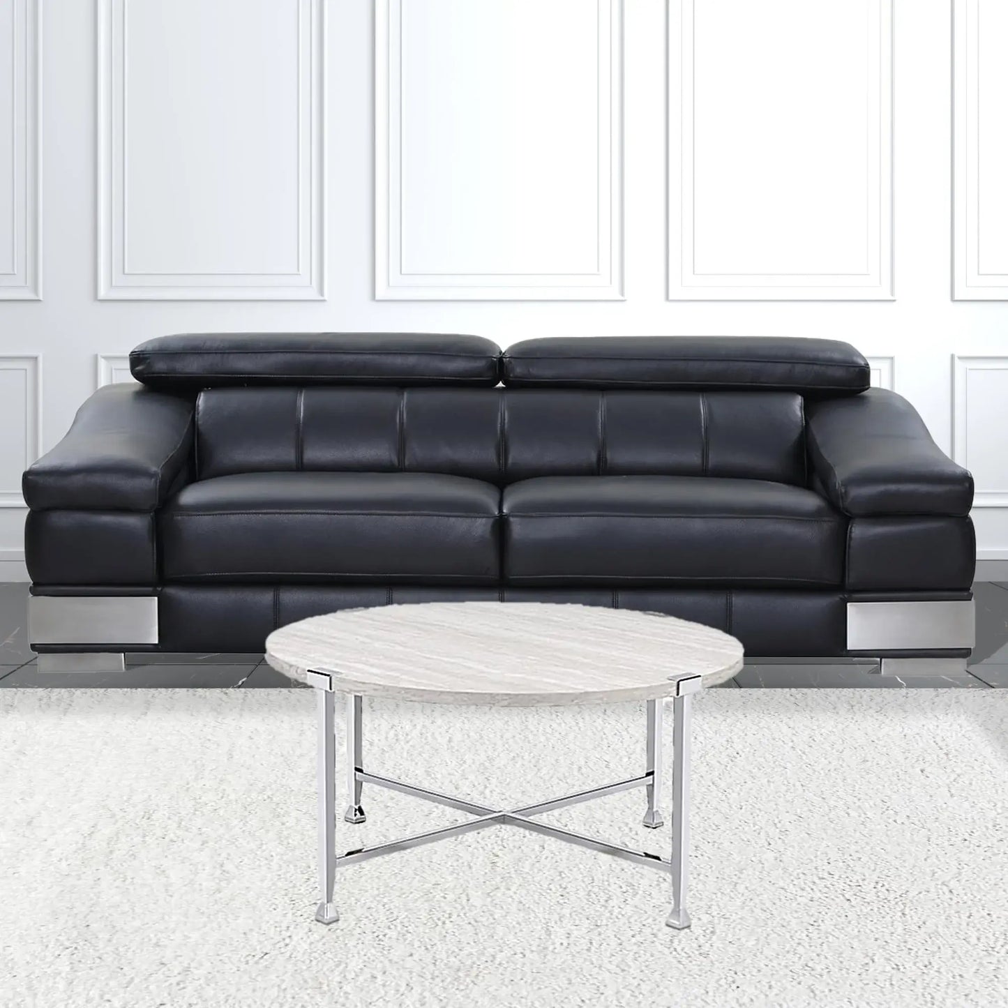 36" Chrome And White Oak Round Coffee Table - Homeroots - Flyclothing LLC