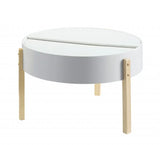 32" Natural Brown And White Round Coffee Table - Homeroots - Flyclothing LLC