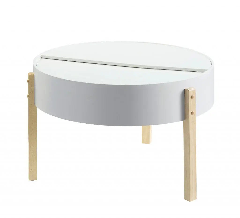 32" Natural Brown And White Round Coffee Table - Homeroots - Flyclothing LLC