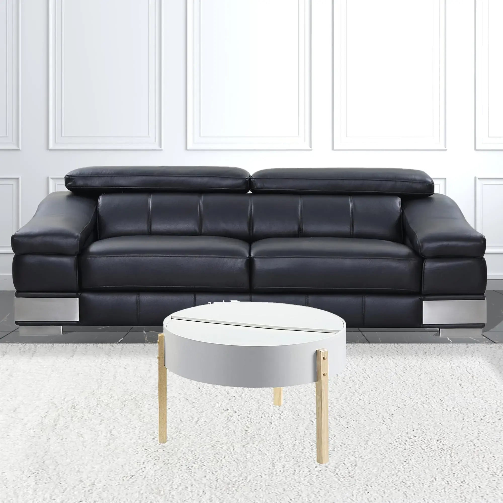 32" Natural Brown And White Round Coffee Table - Homeroots - Flyclothing LLC