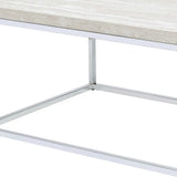 48" Chrome And White Oak Manufactured Wood And Metal Rectangular Coffee Table - Homeroots - Flyclothing LLC