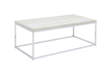 48" Chrome And White Oak Manufactured Wood And Metal Rectangular Coffee Table - Homeroots - Flyclothing LLC
