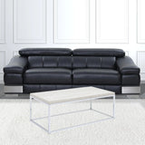 48" Chrome And White Oak Manufactured Wood And Metal Rectangular Coffee Table - Homeroots - Flyclothing LLC