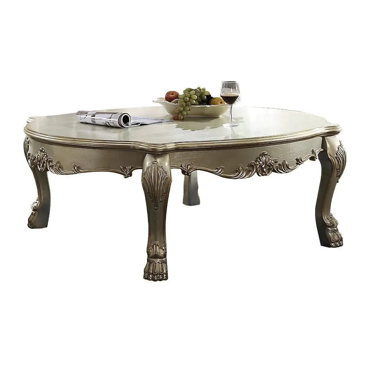 54" Gold And Bone Solid And Manufactured Wood Coffee Table - Homeroots - Flyclothing LLC