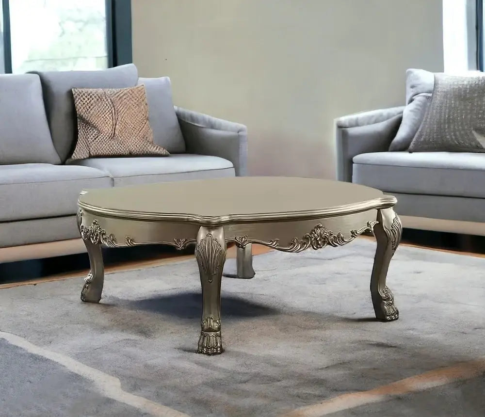 54" Gold And Bone Solid And Manufactured Wood Coffee Table - Homeroots - Flyclothing LLC