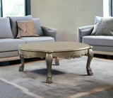 54" Gold And Bone Solid And Manufactured Wood Coffee Table - Homeroots - Flyclothing LLC