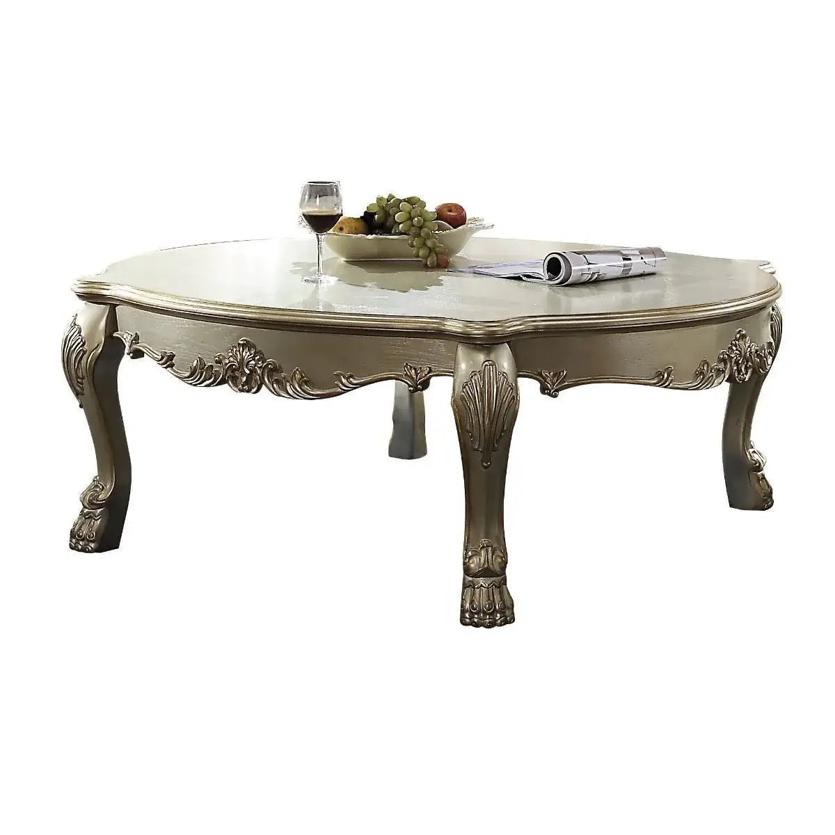 54" Gold And Bone Solid And Manufactured Wood Coffee Table - Homeroots - Flyclothing LLC