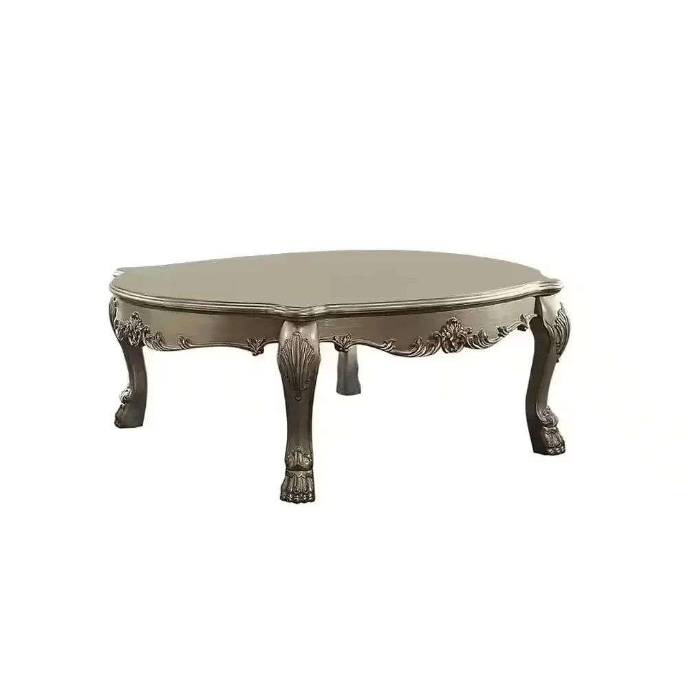 54" Gold And Bone Solid And Manufactured Wood Coffee Table - Homeroots - Flyclothing LLC