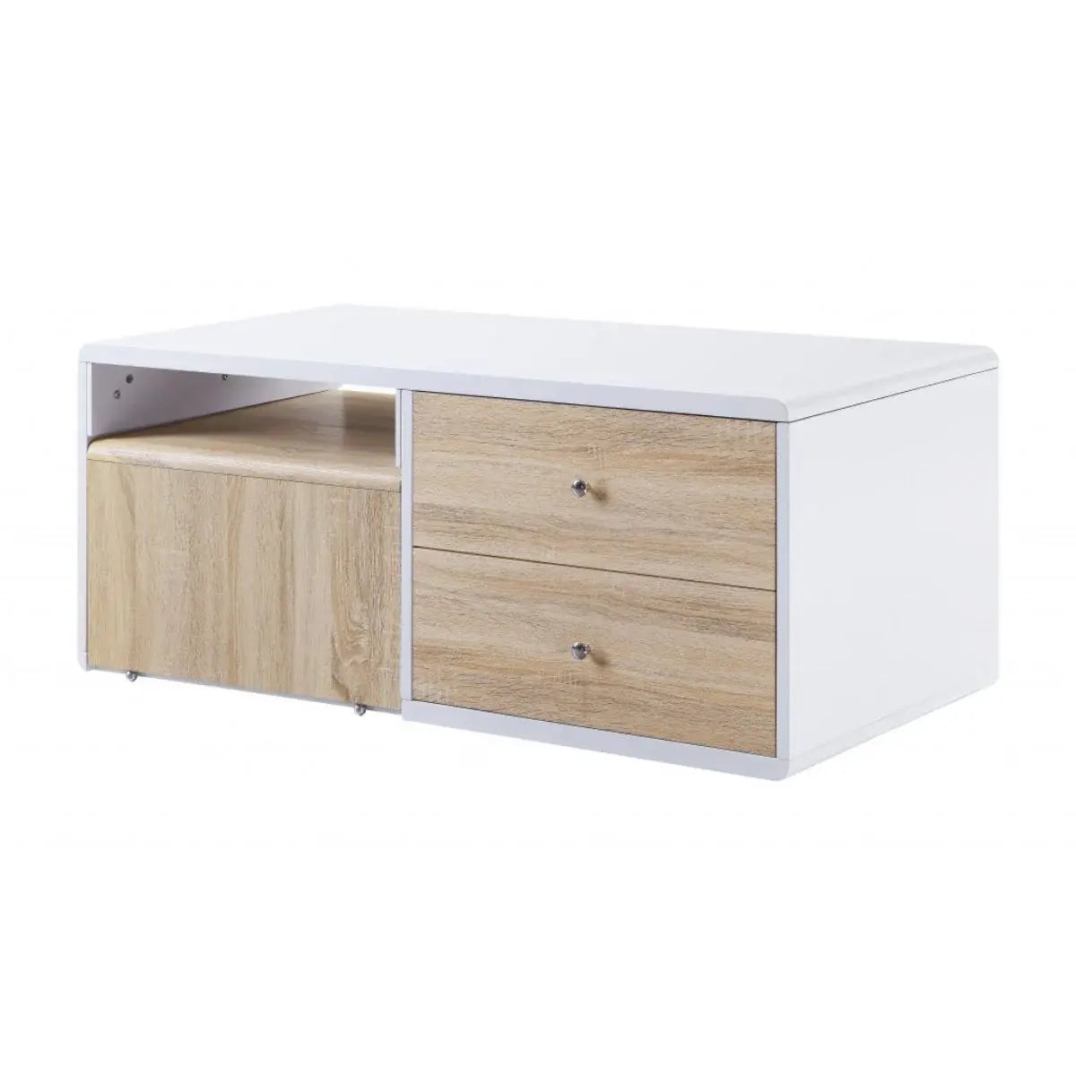 47" White and Natural Coffee Table With Four Drawers - Homeroots - Flyclothing LLC