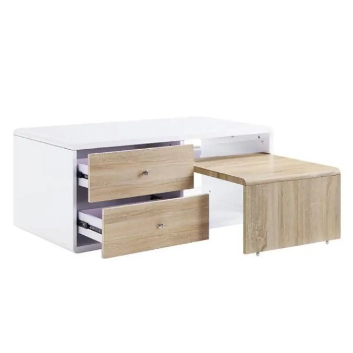 47" White and Natural Coffee Table With Four Drawers - Homeroots - Flyclothing LLC
