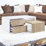 47" White and Natural Coffee Table With Four Drawers - Homeroots - Flyclothing LLC