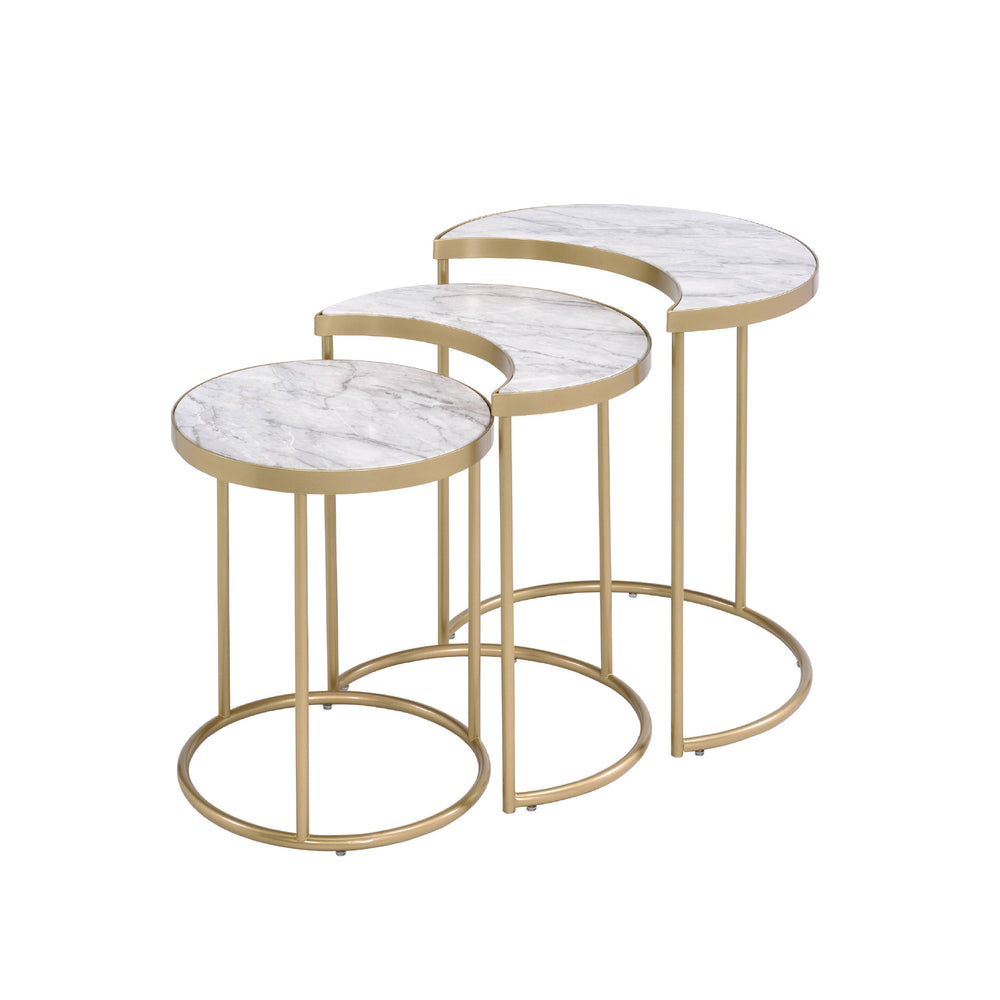24" Gray And Gold Metal Round Nested Coffee Tables - Homeroots - Flyclothing LLC