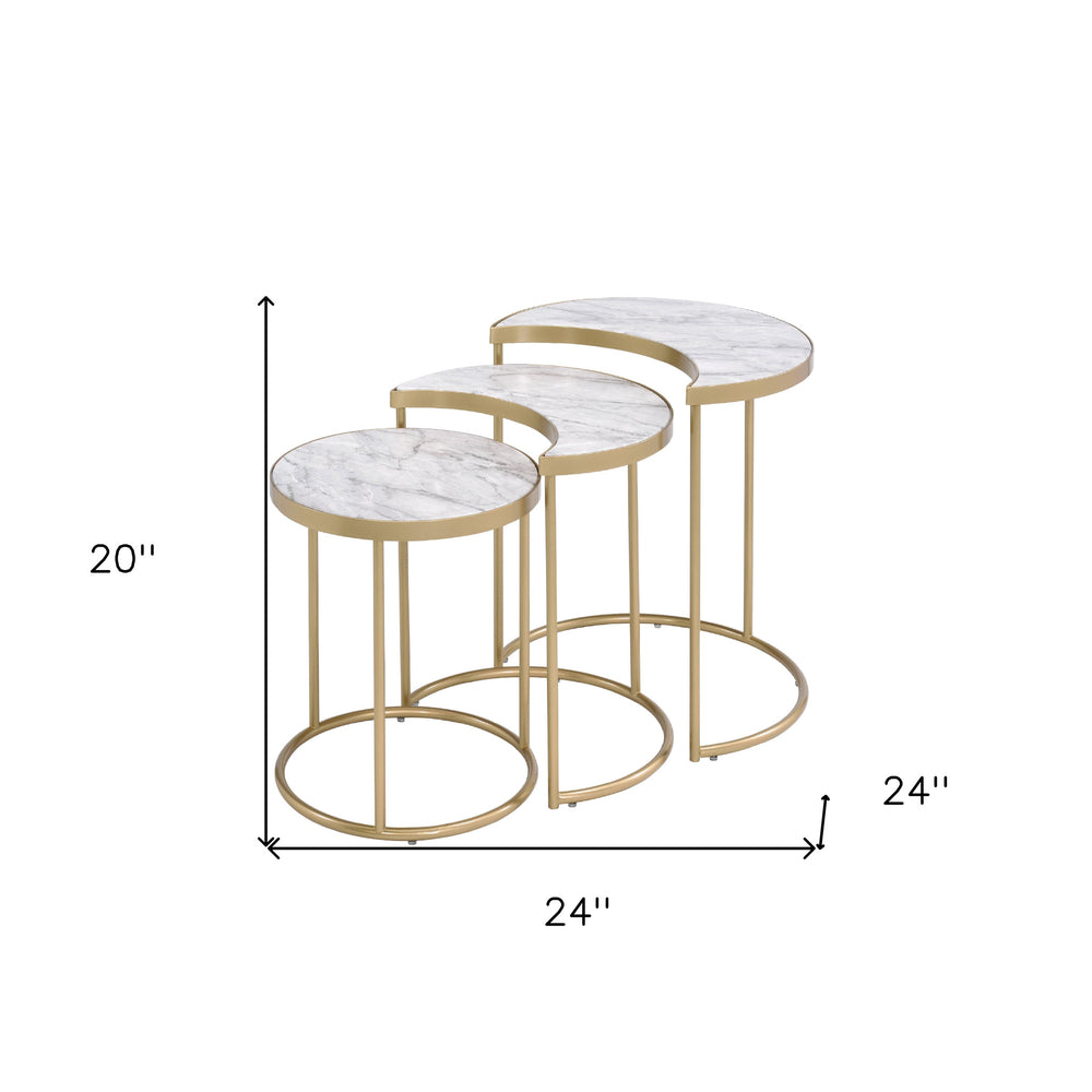 24" Gray And Gold Metal Round Nested Coffee Tables - Homeroots - Flyclothing LLC